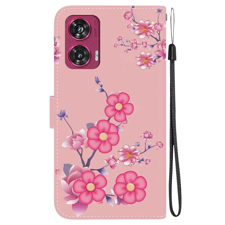 Per Motorola Edge 50 Fusion 5G Wallet Case Pattern Printed Leather Phone Cover - Sakura