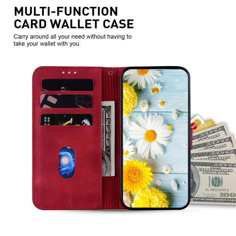 Для Motorola Edge 50 Fusion 5G Чехол PU Leather Wallet Phone Cover Цветок Штампованный - Красный