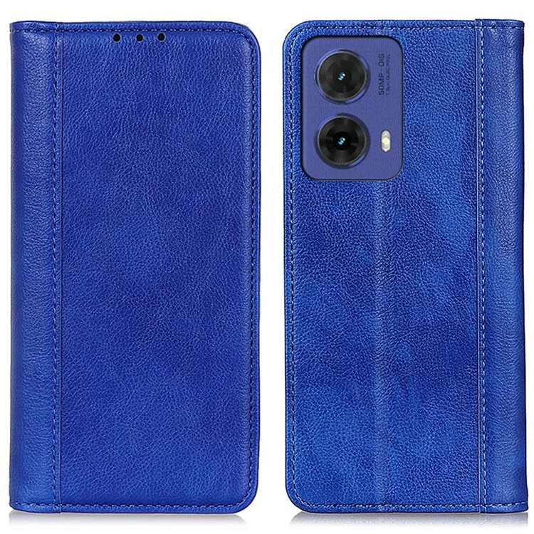 For Motorola Moto G85 5G / S50 Neo 5G Case Split Leather Litchi Texture Phone Cover Wallet Stand - Blue