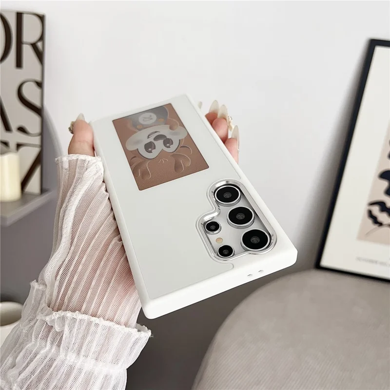 For Samsung Galaxy S23 Ultra E Ink Phone Cover 4-Color Display Pattern Customized Case - White