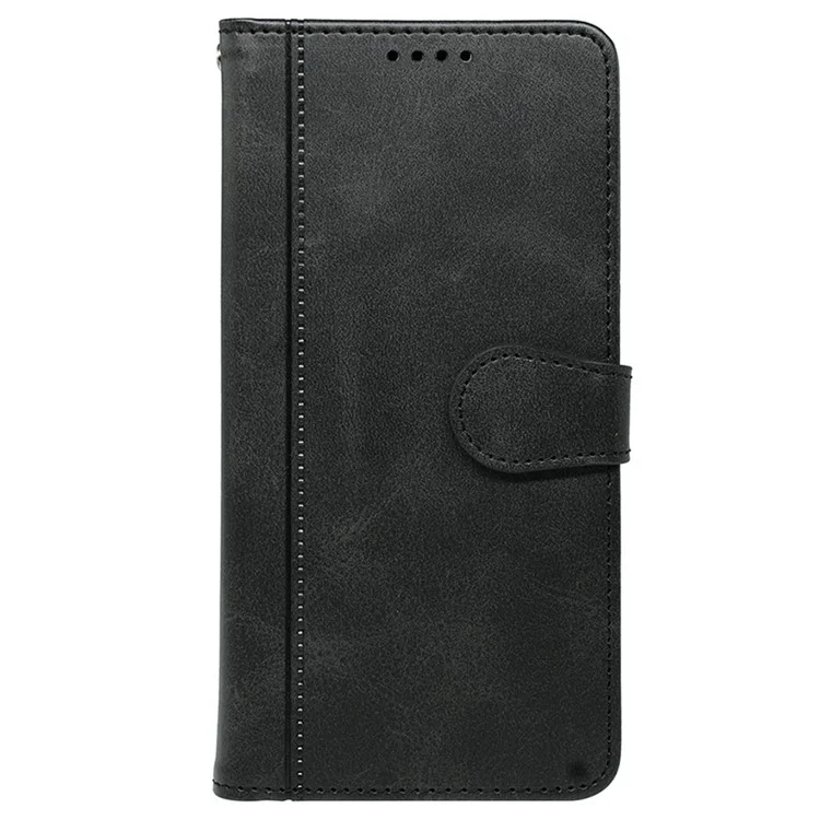 For Nokia 3210 Case PU Leather Phone Cover Card Holder Stand Round Magnetic Clasp - Black