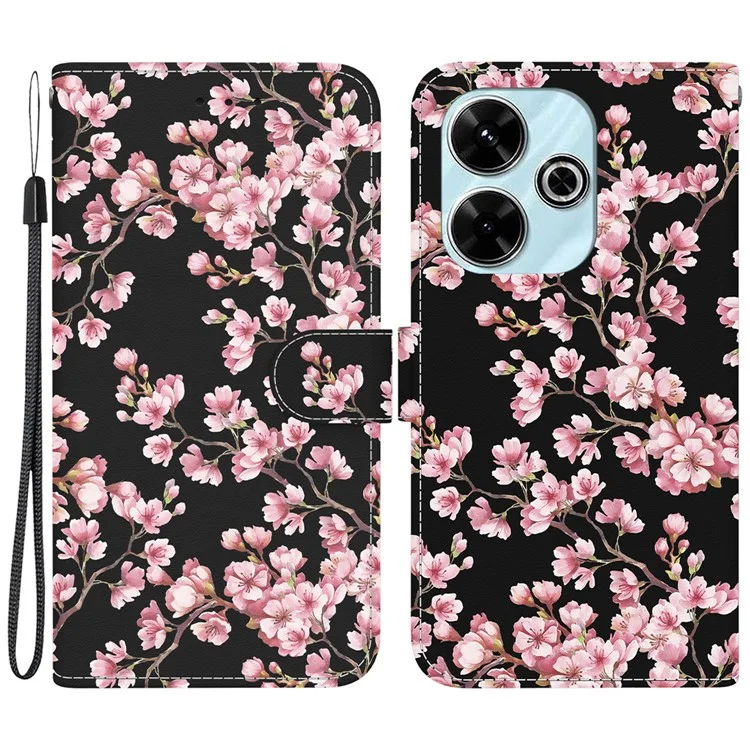 For Xiaomi Redmi 13 5G / 13 4G / Poco M6 4G Case Pattern Print PU Leather Wallet Phone Cover - Plum Blossom