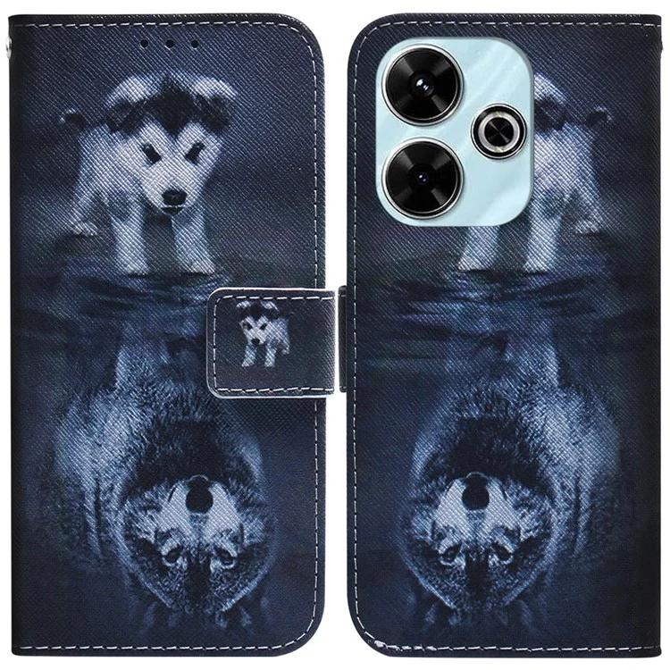 Per Xiaomi Redmi 13 5G / 13 4G / Poco M6 4G Case Pattern Print Leather Wallet Phone Cover - Cane e Lupo