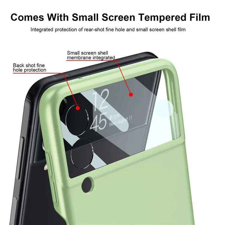 GKK For Samsung Galaxy Z Flip4 5G Ultra Slim Hard PC Phone Case with Precise Cutout Small Screen Tempered Glass Protector - Wine Red