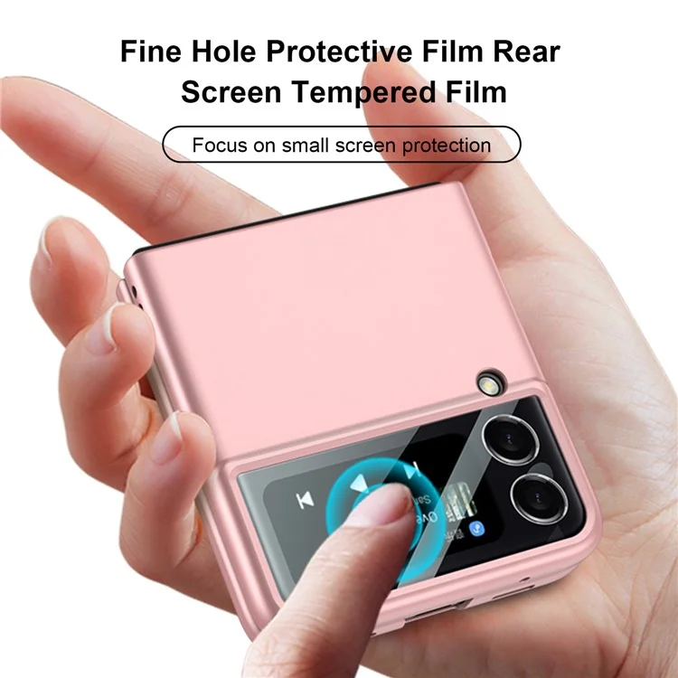 GKK For Samsung Galaxy Z Flip4 5G Ultra Slim Hard PC Phone Case with Precise Cutout Small Screen Tempered Glass Protector - Wine Red