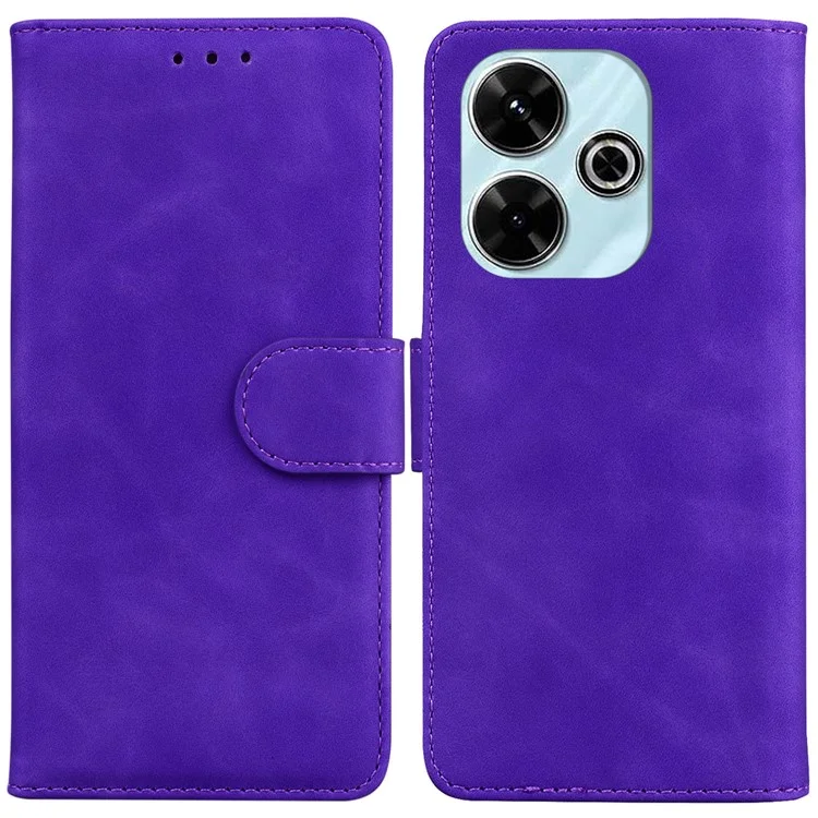 Para Xiaomi Redmi 13 5G / 13 4G / Poco M6 4G Carcasa Sólido Color Cuero Cartera Funda Teléfono - Púrpura