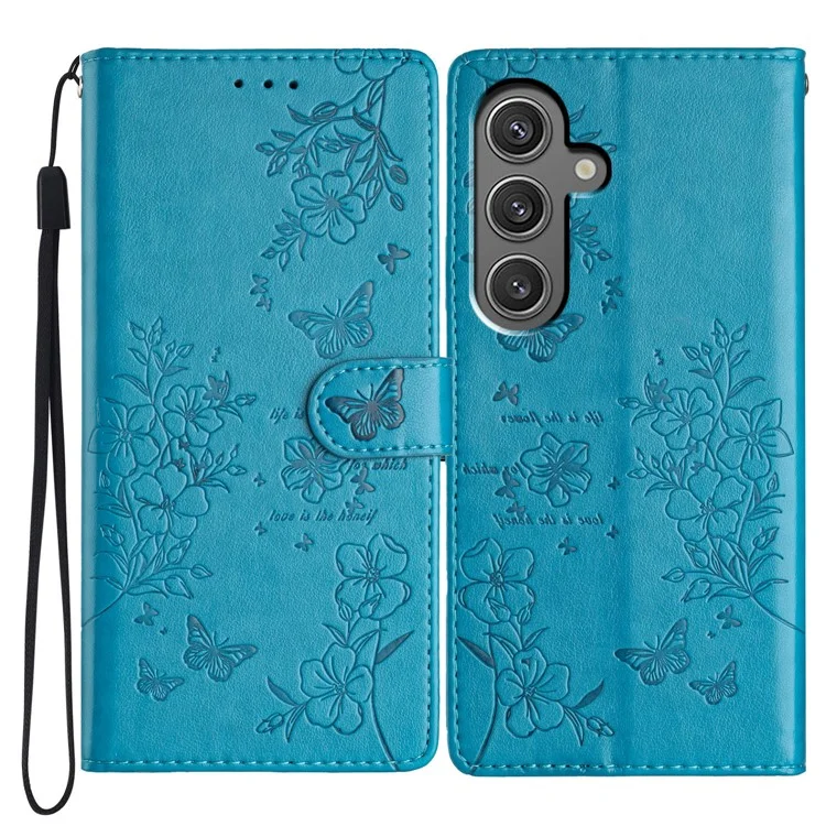 Für Samsung Galaxy A25 5G (Global) (161,0 X 76,5 X 8,3 mm) Wallet Case Imprint Leather Phone Cover - Blau