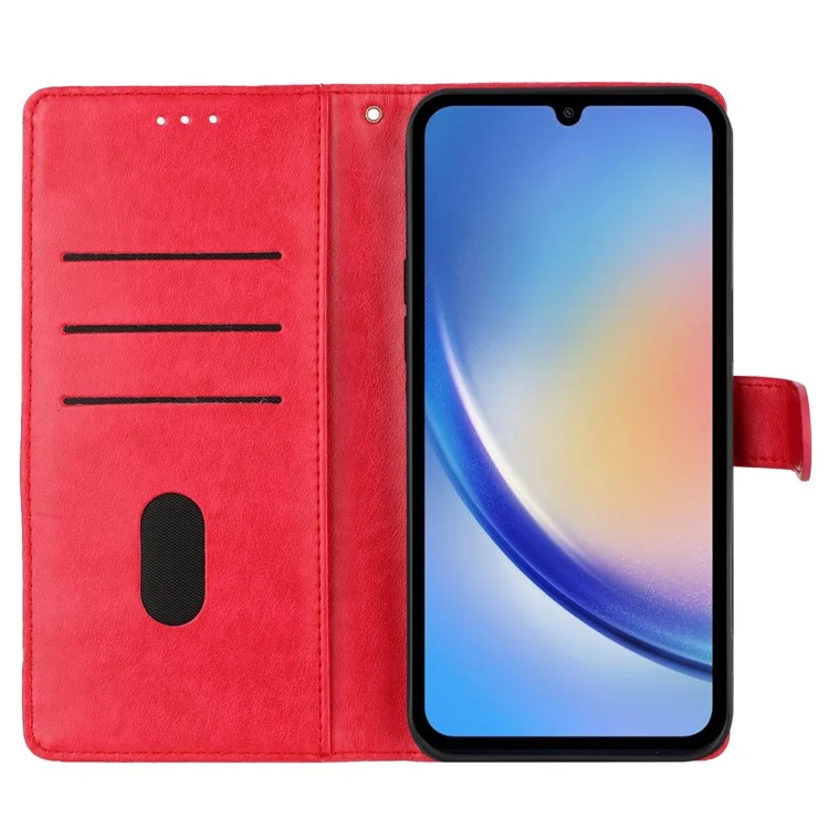 For Samsung Galaxy S23 FE Phone Case Butterfly Floral Imprint Leather Wallet Cover - Red
