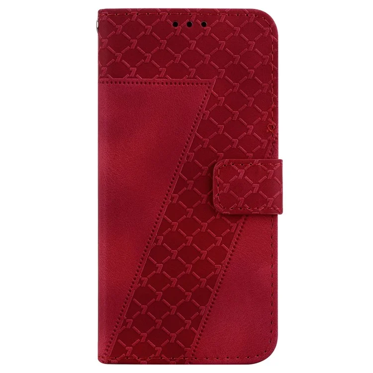 For Xiaomi Redmi 13 5G / 13 4G / Poco M6 4G Case 7-Shaped Pattern Leather Protection Phone Cover - Red