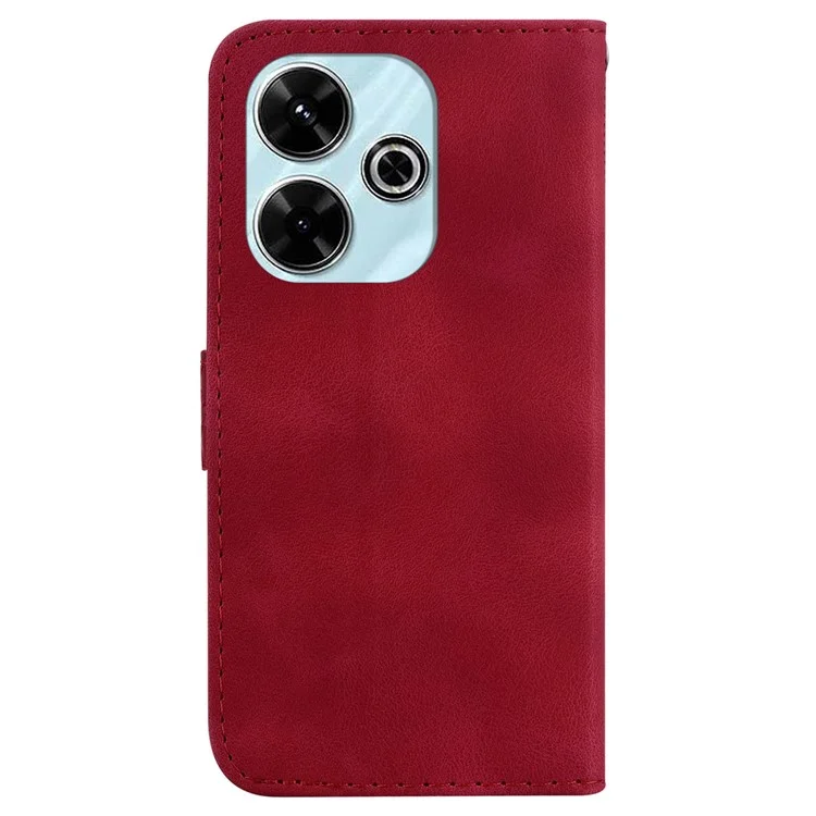 For Xiaomi Redmi 13 5G / 13 4G / Poco M6 4G Case 7-Shaped Pattern Leather Protection Phone Cover - Red