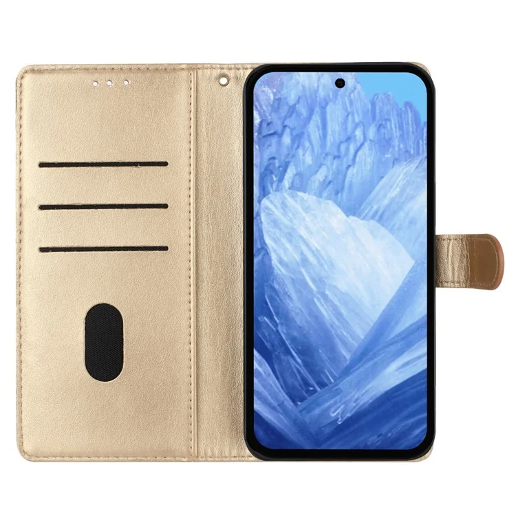 Per Google Pixel 8a Wallet Phone Case Butterfly Floral Imprint Stand Leather Cover - Oro