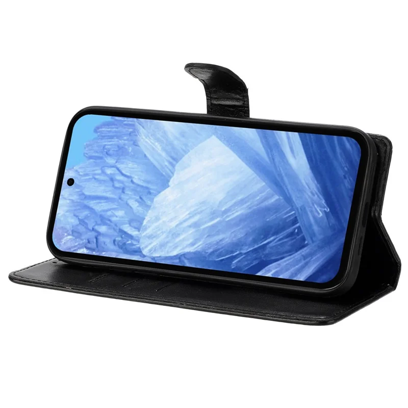 For Google Pixel 8a Wallet Phone Case Butterfly Floral Imprint Stand Leather Cover - Black