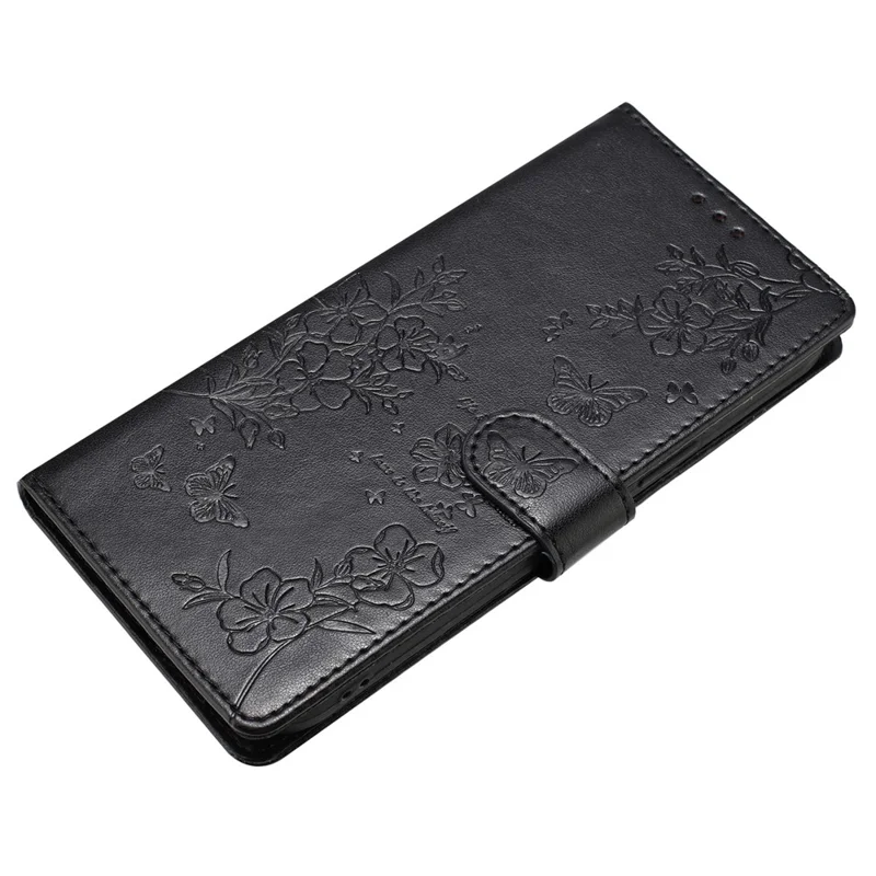 For Google Pixel 8a Wallet Phone Case Butterfly Floral Imprint Stand Leather Cover - Black