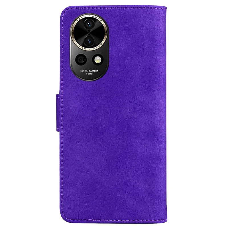 For Huawei nova 12 5G Case Solid Color PU Leather Stand Phone Cover - Purple