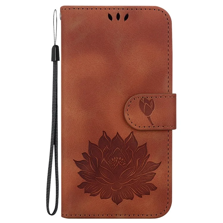 Para Huawei nova 12i 4G Carteira Capa de Telefone Lotus Imprint Leather Stand Cover - Marrom