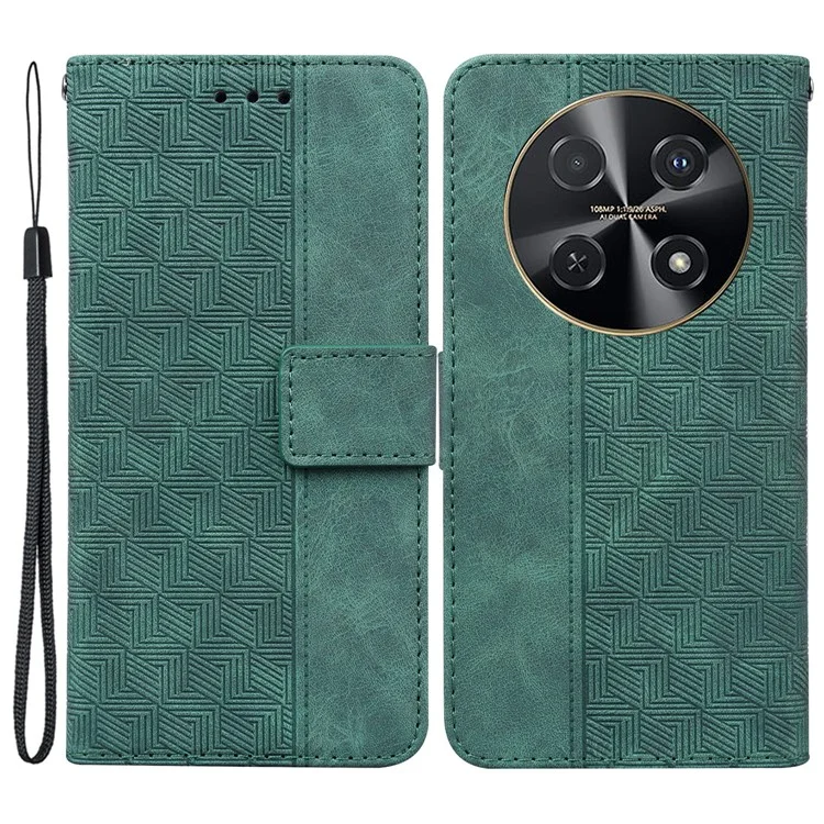 Para Huawei nova 12i 4G Case Geometria Imprint Leather Wallet Stand Cell Phone Cover - Verde