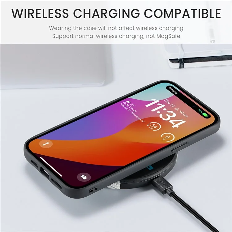 JEEHOOD J01 Funda para iPhone 15 Pro Max Cuero+TPU Funda Teléfono Bolsa de Tarjeta Desmontable - Negro