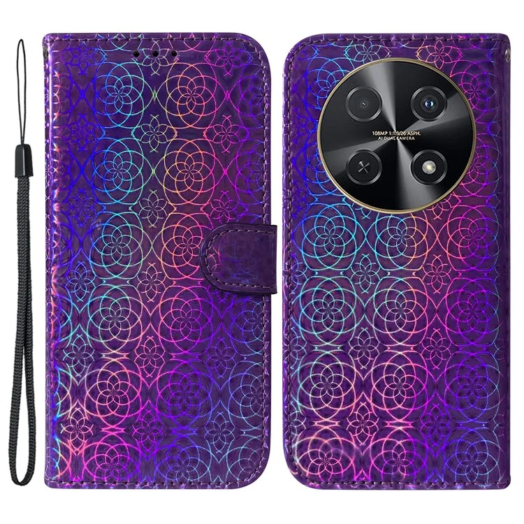 Para Huawei nova 12i 4G Case Dazzling Flower Anti-Scratch Leather Phone Cover - Roxo