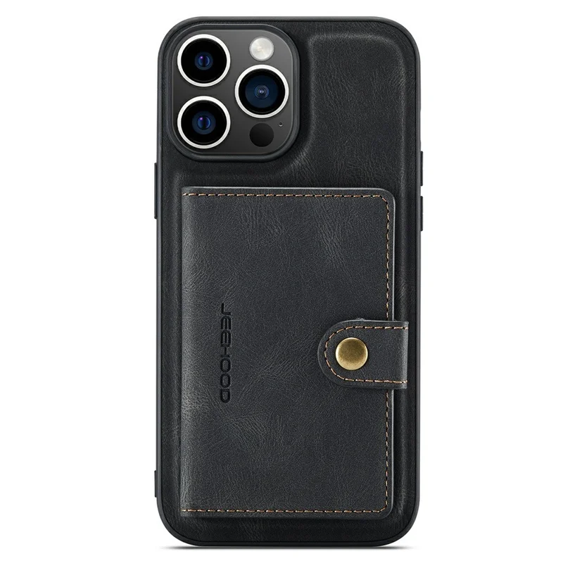 JEEHOOD J01 For iPhone 15 Pro Case Kickstand Card Bag Detachable 2-in-1 Phone Cover - Schwarz