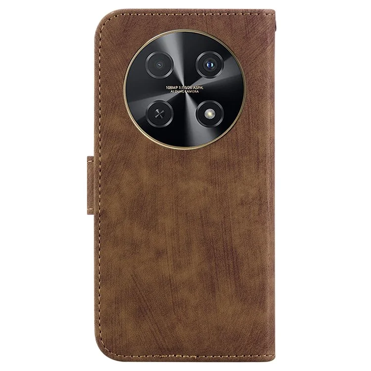 Para Huawei nova 12i 4G Capa de Carteira de Couro com Estampa de Tigre Fofa - Marrom