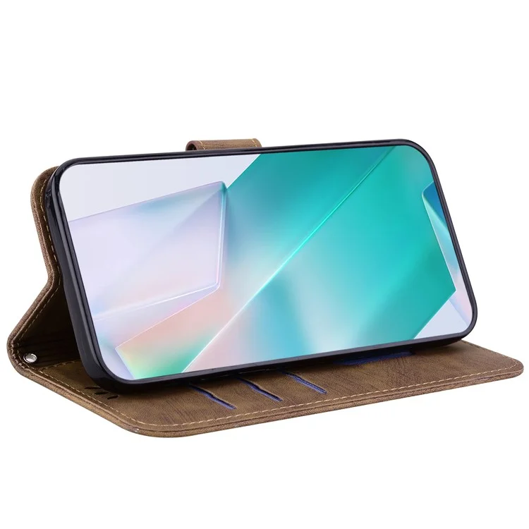 Para Huawei nova 12i 4G Capa de Carteira de Couro com Estampa de Tigre Fofa - Marrom