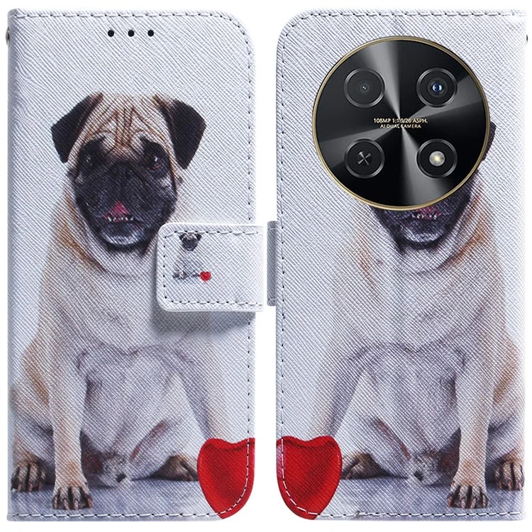 Para Huawei nova 12i 4G Capa Carteira Padrão Impressão Couro Capa de Telefone - Cachorro