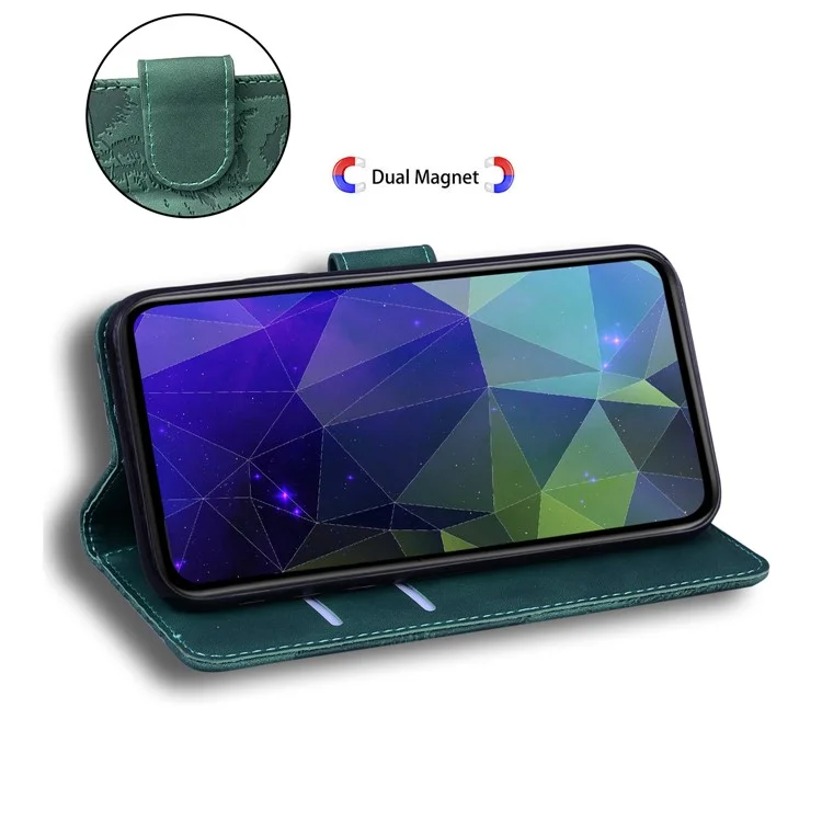 Para Huawei nova 12i 4G Carteira Caso de Telefone Tiger Imprint PU Leather Flip Cover - Verde