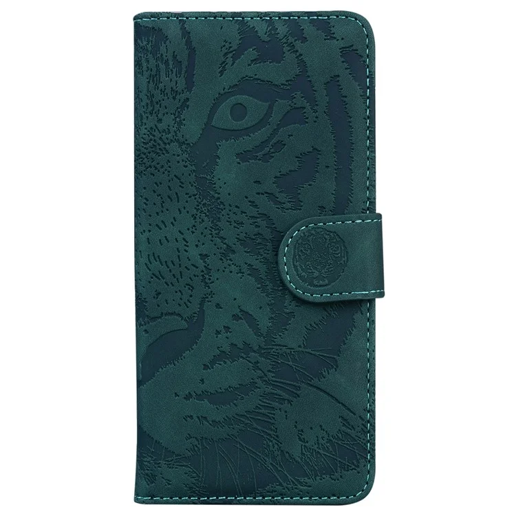 Para Huawei nova 12i 4G Carteira Caso de Telefone Tiger Imprint PU Leather Flip Cover - Verde