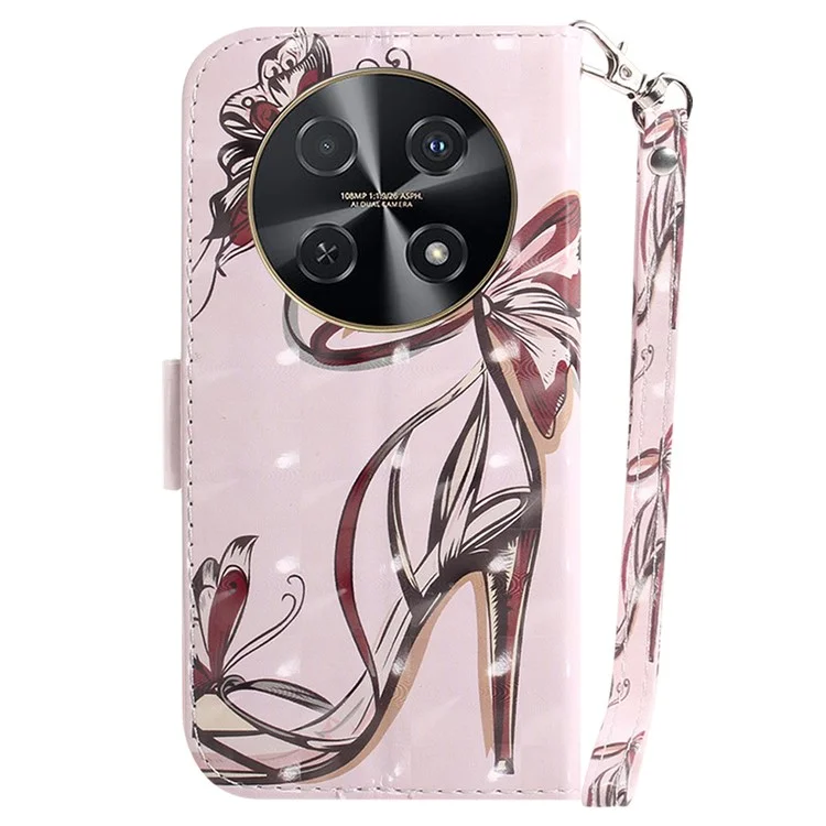 Para Huawei nova 12i 4G Capa à prova de choque Caso de impressão de padrão 3D Carteira de couro Capa de telefone - Borboleta Salto Alto