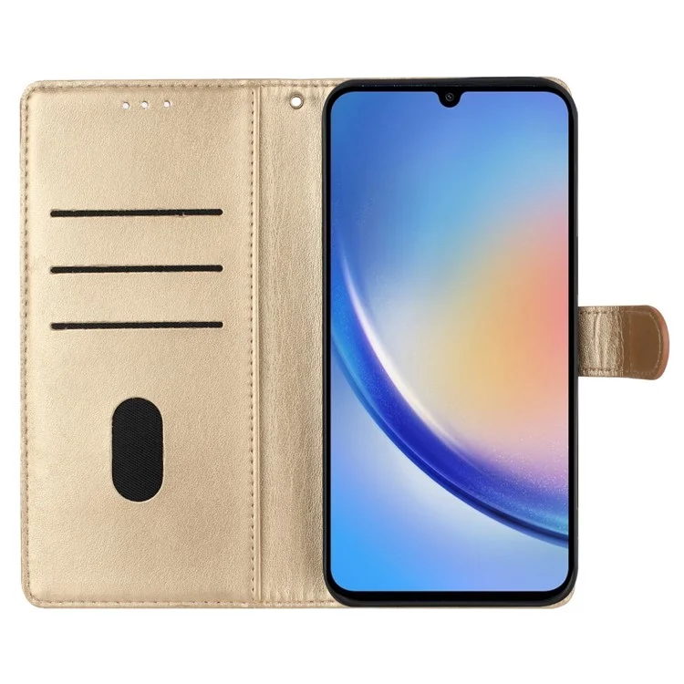 Für Samsung Galaxy A05 4G Wallet Phone Case Butterfly Floral Imprint Leather Flip Cover - Gold