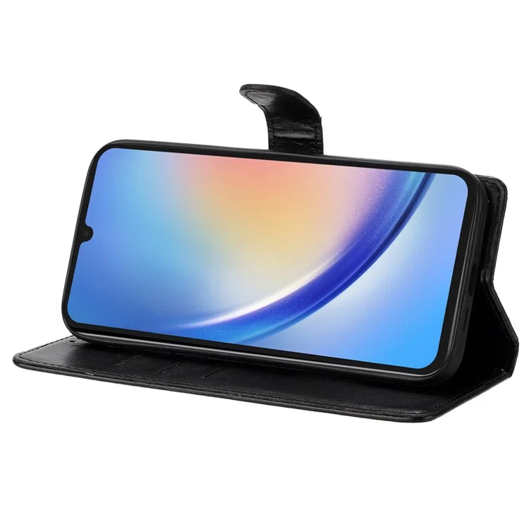 Для Samsung Galaxy A24 4G (162,1 x 77,6 x 8,3 мм) Чехол для телефона Imprint Leather Wallet Cover - Черный