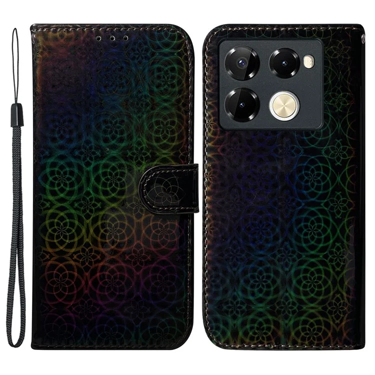 Para Infinix Note 40 Pro 5G / 40 Pro+ Funda Dazzling Flower Anti-Drop Cubierta de teléfono de cuero - Negro