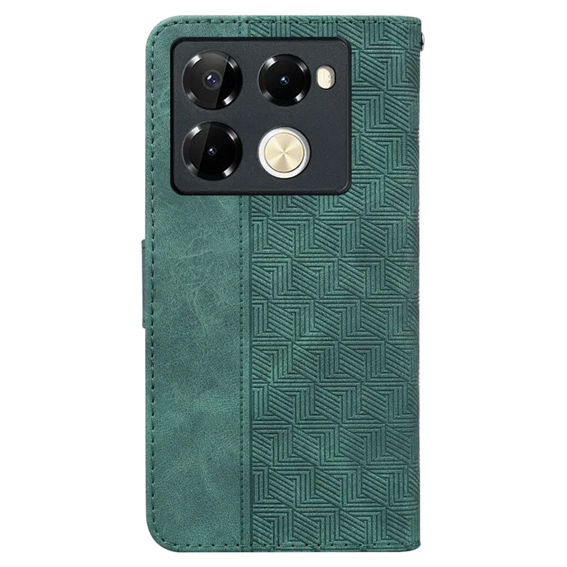 For Infinix Note 40 Pro+ / Infinix Note 40 Pro 5G Case Geometry Pattern Leather Wallet Flip Phone Cover - Green