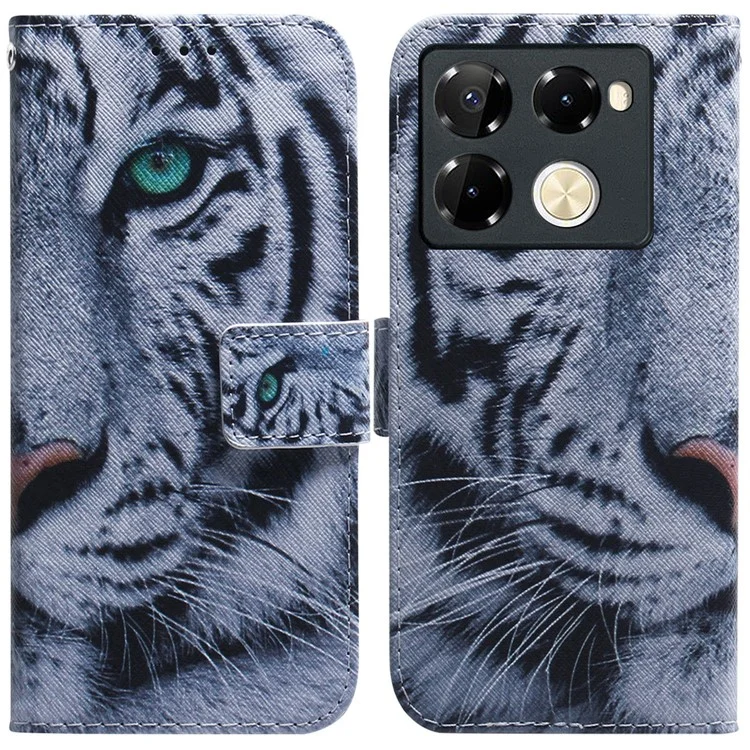 For Infinix Note 40 Pro 5G / 40 Pro+ Leather Case Pattern Print Wallet Phone Cover - Tiger