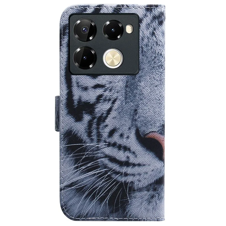 For Infinix Note 40 Pro 5G / 40 Pro+ Leather Case Pattern Print Wallet Phone Cover - Tiger