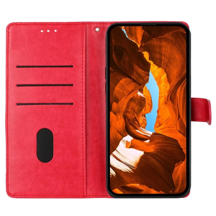 For Xiaomi Redmi Note 13 Pro 4G / Poco M6 Pro 4G Case Butterfly Floral Imprint Leather Wallet Phone Cover - Red