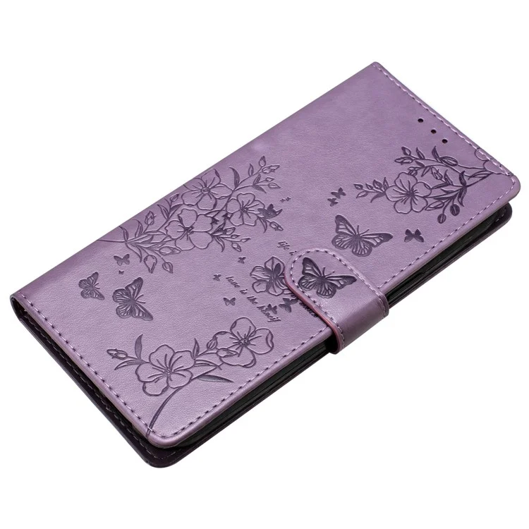 Para Xiaomi Redmi Note 13 5G Funda Tipo Cartera Diseño Estampado de Mariposas y Flores - Púrpura