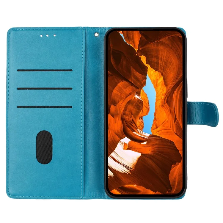 Para Xiaomi Redmi Note 13 Pro+ 5G Funda de Teléfono Mariposa Floral Impresión de Cuero Billetera Cubierta - Azul
