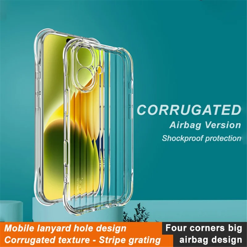 IMAK voor iPhone 16 hoesje Golfstructuur Airbagbescherming TPU telefoonhoes - Transparant