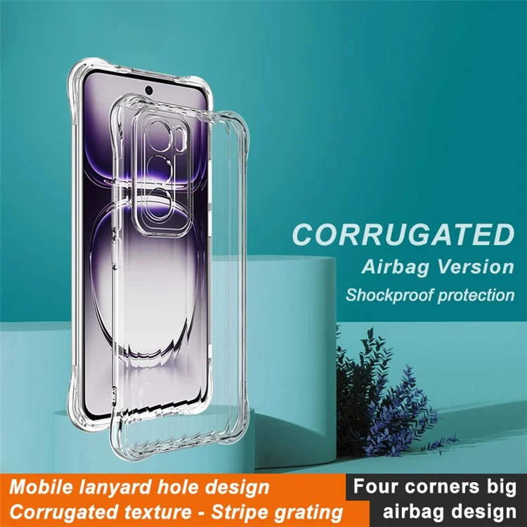 IMAK per Oppo Reno12 5G (Global) Custodia Texture Corrugata a Righe Custodia in TPU - Trasparente