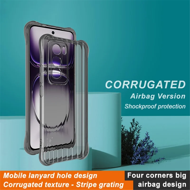IMAK For Oppo Reno12 5G (Global) Case Corrugated Texture Stripe TPU Phone Cover - Transparent Black