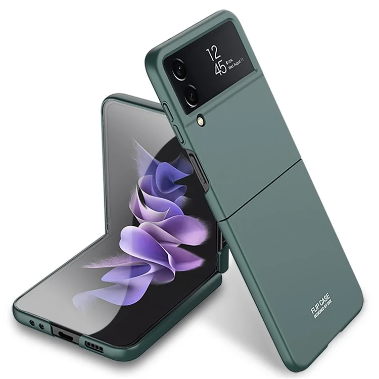 GKK For Samsung Galaxy Z Flip4 5G Ultra Slim Folding PC Phone Case Anti-scratch Protective Phone Cover - Dark Green