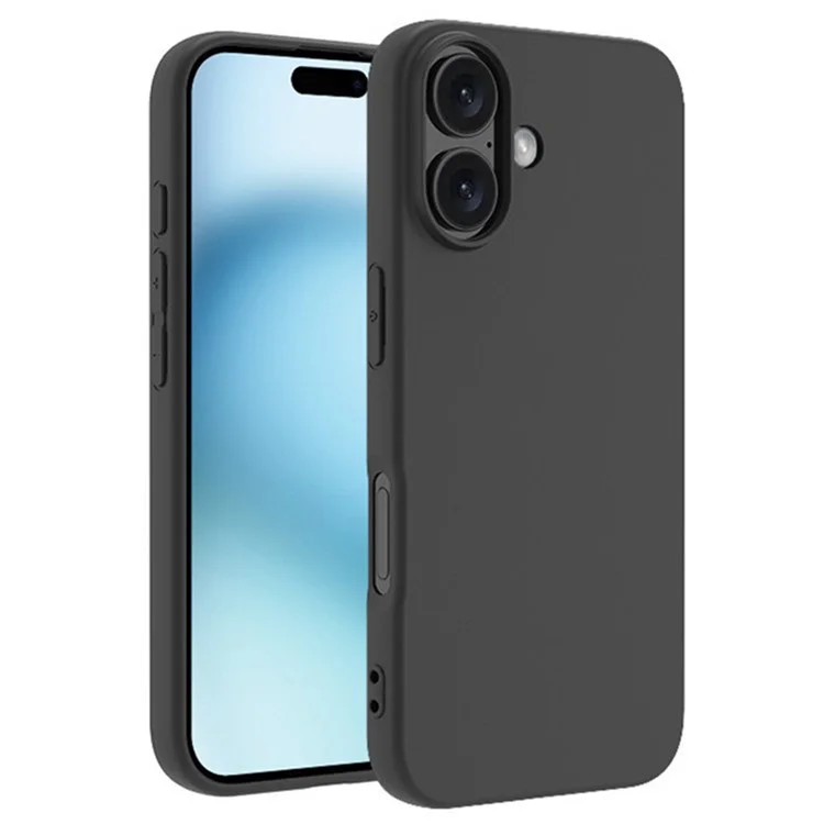 WANLONFENG RB1 Series For iPhone 16 Case Soft TPU Phone Cover with Screen Film - Noir