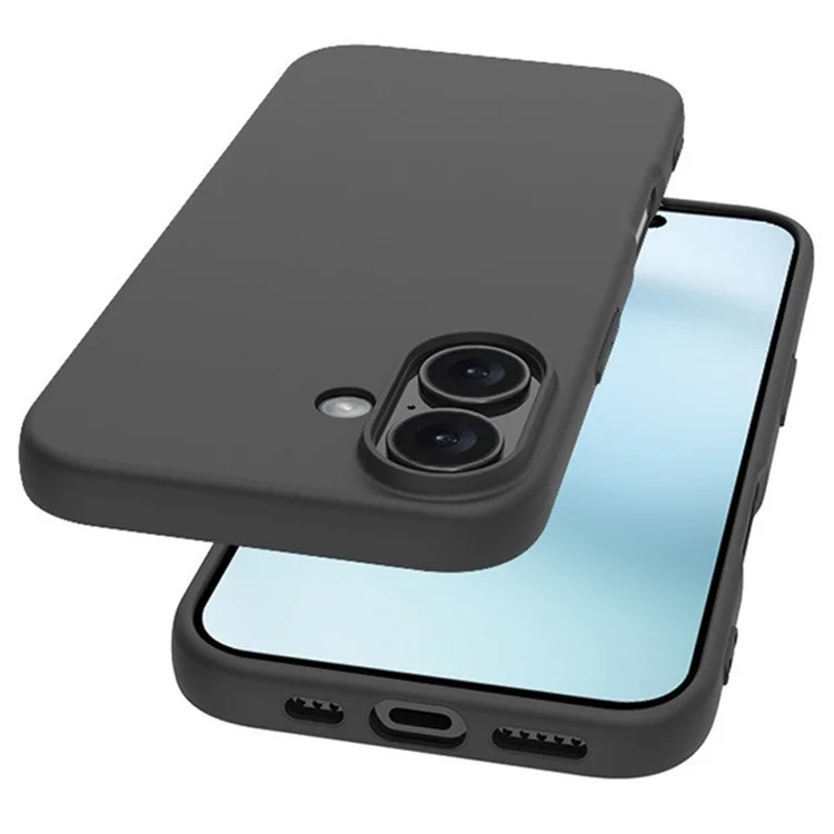 WANLONFENG RB1 Series For iPhone 16 Case Soft TPU Phone Cover with Screen Film - Noir