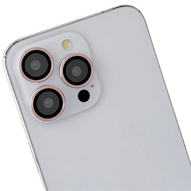 WANLONFENG Série JWT pour iPhone 13 Pro Étui de téléphone en TPU+acrylique brillant à paillettes avec film de protection d'écran + film de protection de l'objectif - Rose
