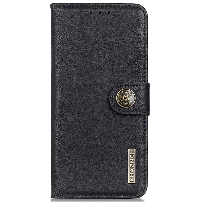 KHAZNEH For Motorola Moto G85 5G / S50 Neo 5G Case Cowhide Texture Leather Wallet Stand Cover - Black