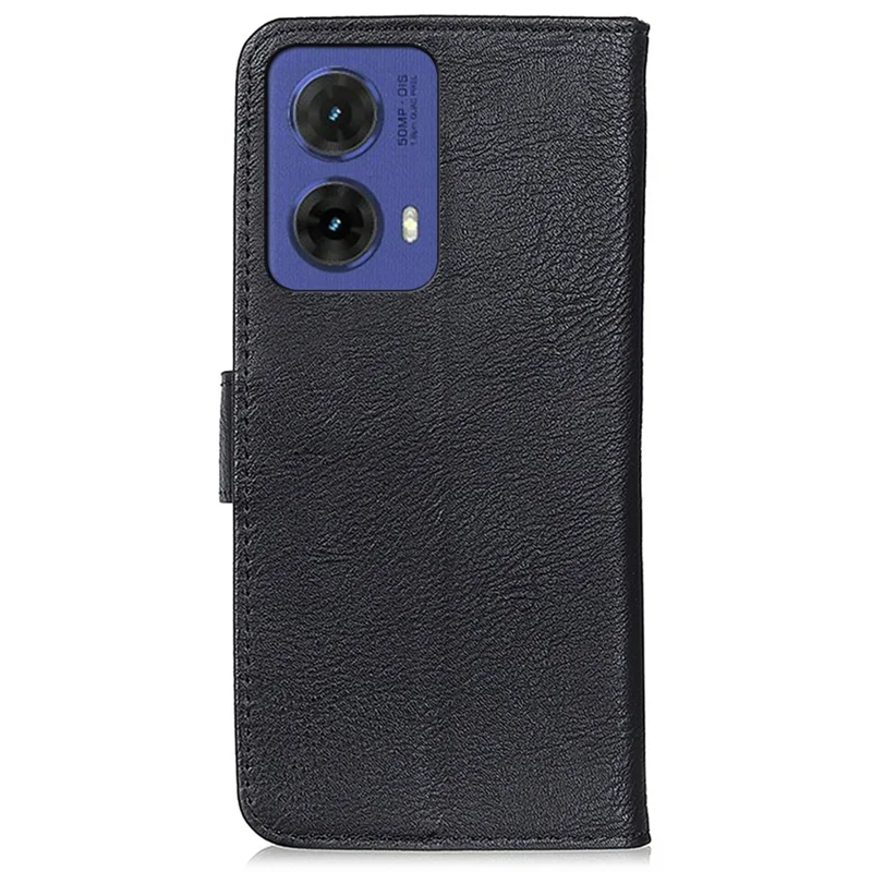 KHAZNEH For Motorola Moto G85 5G / S50 Neo 5G Case Cowhide Texture Leather Wallet Stand Cover - Black