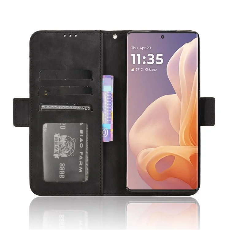 Für Motorola Moto G85 5G / S50 Neo 5G Leder-Handyhülle mit mehreren Kartenfächern - Schwarz