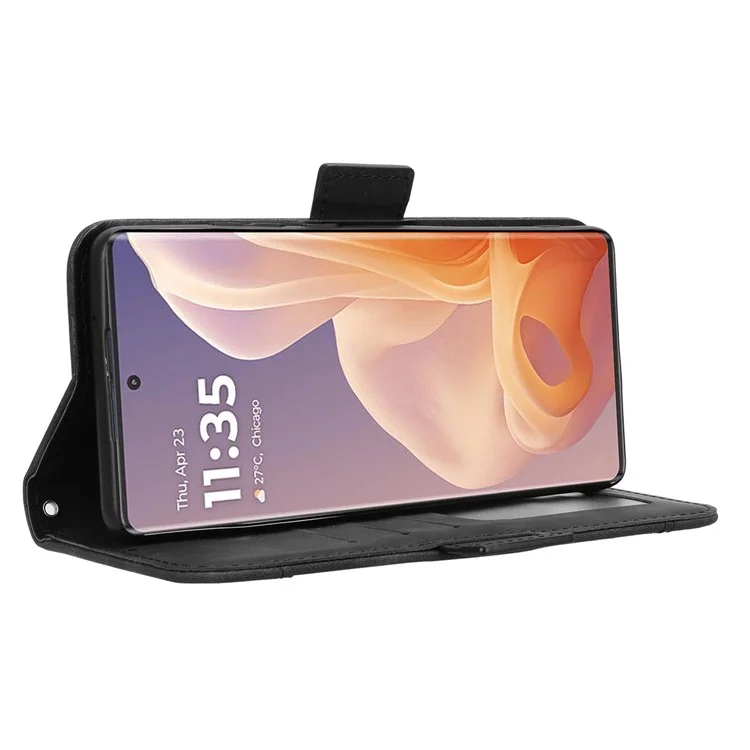 Für Motorola Moto G85 5G / S50 Neo 5G Leder-Handyhülle mit mehreren Kartenfächern - Schwarz