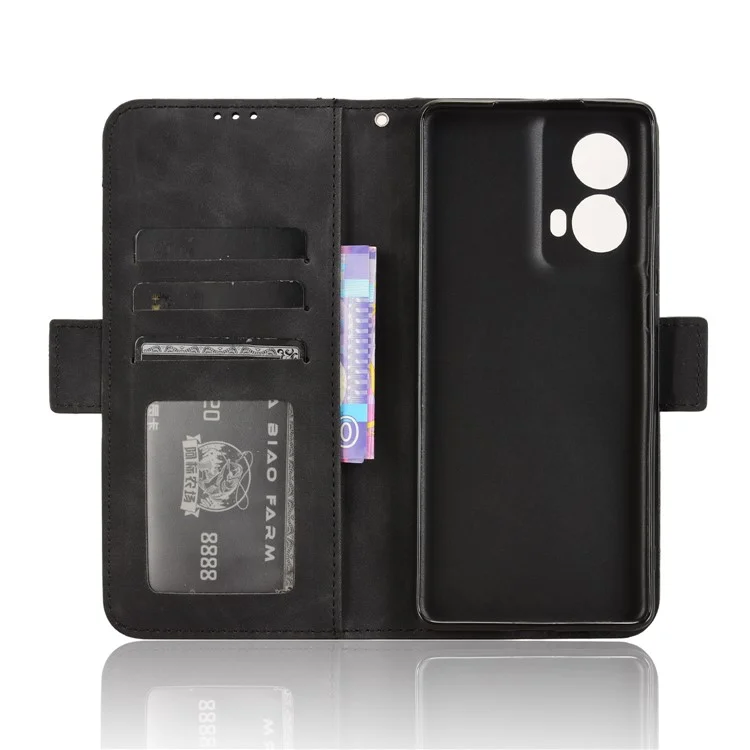 Für Motorola Moto G85 5G / S50 Neo 5G Leder-Handyhülle mit mehreren Kartenfächern - Schwarz